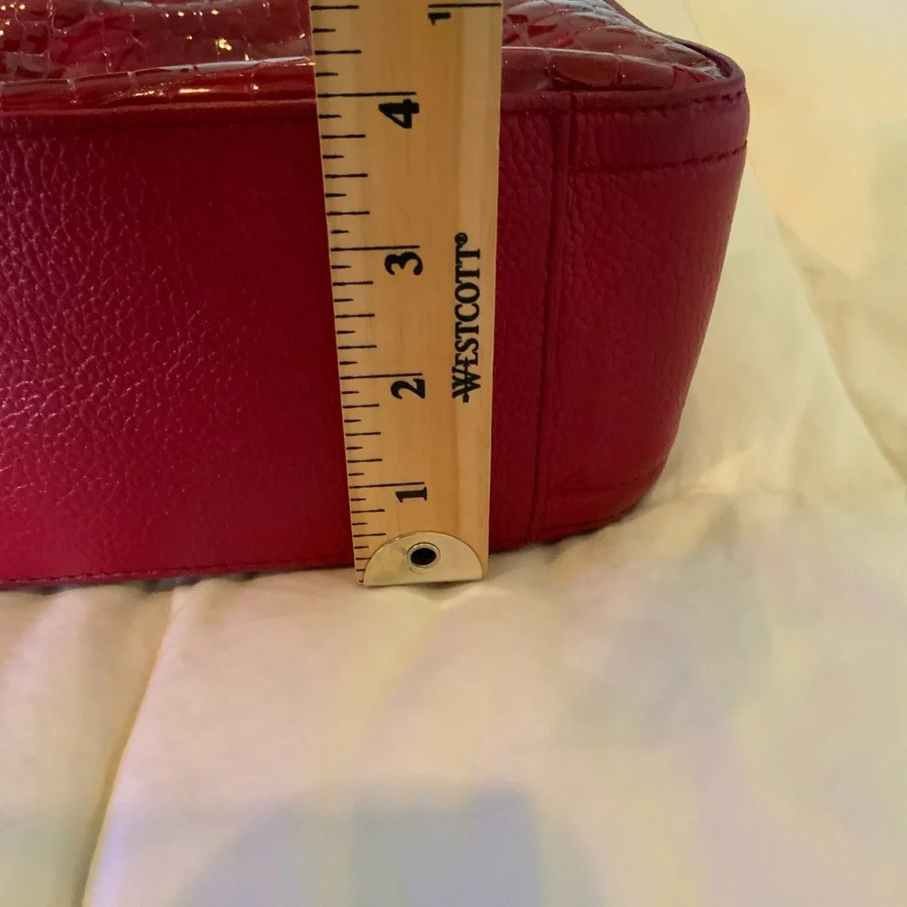 Brighton Red Crocodile-Embossed Patent Leather Large Hobo Shoulder Women's Bag